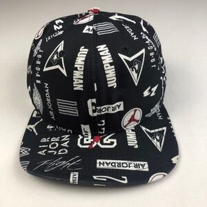 Michael Jordan Nike All Over Print Logo Snap Back Baseball Cap Black Jumpman Air